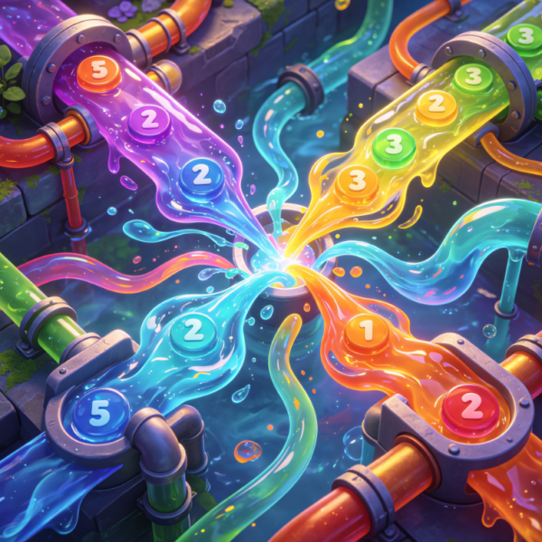 Rainbow Fluid Merging & Number Elimination Game